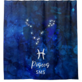 Pisces Zodiac Constellation Blue Galaxy Monogram Duschvorhang (Vorderseite)