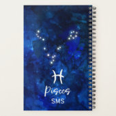 Pisces Zodiac Constellation Blue Galaxy Monogram Planer (Rückseite)