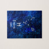 Pisces Zodiac Constellation Blue Galaxy Monogram Puzzle (Horizontal)