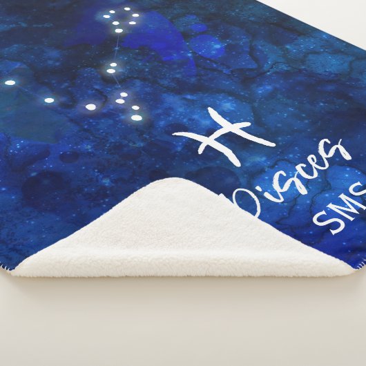 Pisces Zodiac Constellation Blue Galaxy Monogram Sherpadecke (3/4)