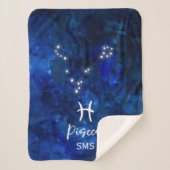 Pisces Zodiac Constellation Blue Galaxy Monogram Sherpadecke (Vorderseite)
