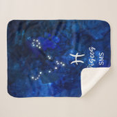 Pisces Zodiac Constellation Blue Galaxy Monogram Sherpadecke (Vorderseite (Horizontal))