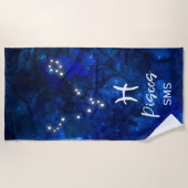 Pisces Zodiac Constellation Blue Galaxy Monogram Strandtuch (Vorderseite)