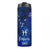 Pisces Zodiac Constellation Blue Galaxy Monogram Thermosbecher (Vorderseite)