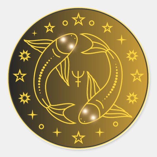 Pisces Zodiac Emblem | Minimal Celestial Symbol Runder Aufkleber (Vorderseite)