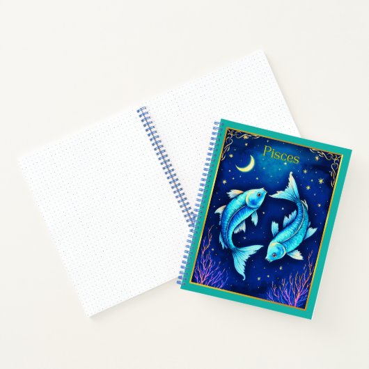 Pisces Zodiac Fish Swim in Cosmic Waters Journal  Notizblock (Innenseite)