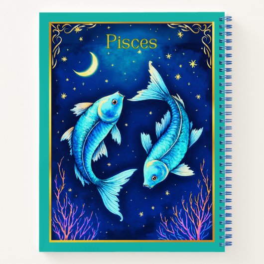 Pisces Zodiac Fish Swim in Cosmic Waters Journal  Notizblock (Rückseite)