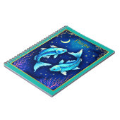 Pisces Zodiac Fish Swimming in Cosmic Waters Notizblock (Linke Seite)