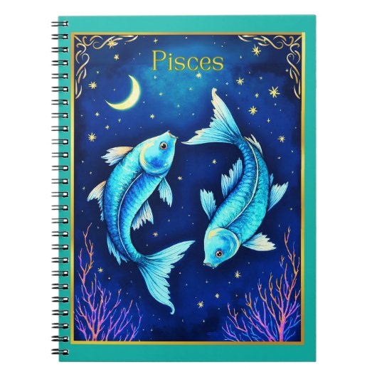 Pisces Zodiac Fish Swimming in Cosmic Waters Notizblock (Vorderseite)