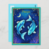 Pisces Zodiac Fish Swimming in Cosmic Waters Postkarte (Vorne/Hinten)