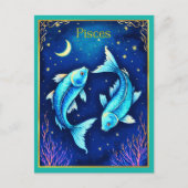 Pisces Zodiac Fish Swimming in Cosmic Waters Postkarte (Vorderseite)