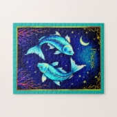 Pisces Zodiac Fish Swimming in Cosmic Waters Puzzle (Horizontal)