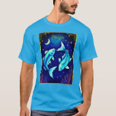 Pisces Zodiac Fish Swimming in Cosmic Waters T-Shirt (Vorderseite)