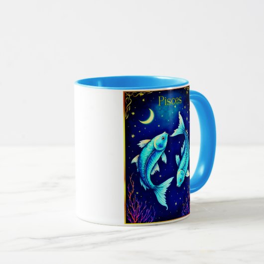 Pisces Zodiac Fish Swimming in Cosmic Waters Tasse (VorderseiteRechts)