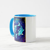 Pisces Zodiac Fish Swimming in Cosmic Waters Tasse (Vorderseite Links)