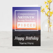 Pisces Zodiac Fun Charakteristika Geburtstag Karte (Gelbe Blume)