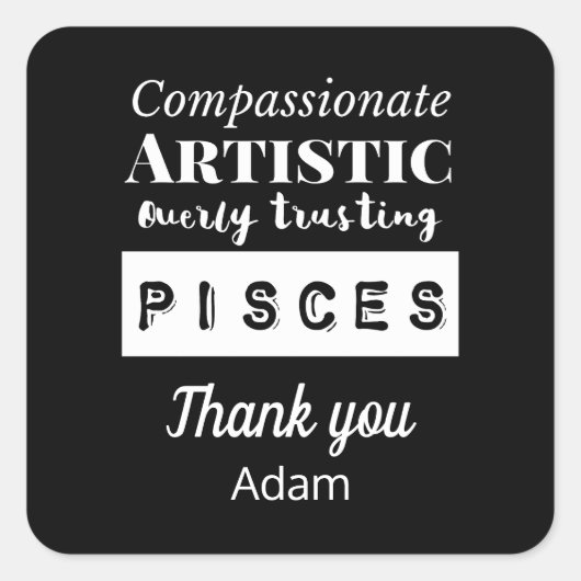 Pisces Zodiac Fun Charakteristika Geburtstag Quadratischer Aufkleber (Vorderseite)