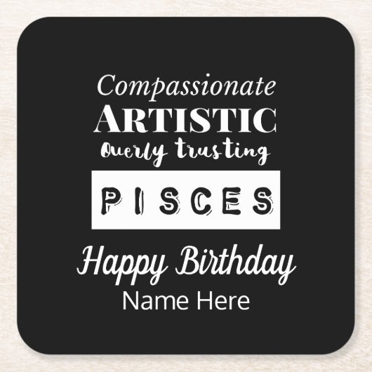 Pisces Zodiac Fun Charakteristika Geburtstag Rechteckiger Pappuntersetzer (Vorderseite)
