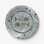 Pisces Zodiac Gold Abalone auf Konstellation Pappteller (Vorderseite)