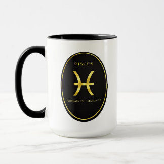 Pisces Zodiac Gold Oval Emblem Mug | Luxury Astrol Tasse