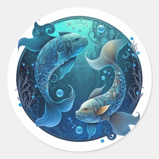 Pisces Zodiac Graphic Runder Aufkleber (Vorderseite)