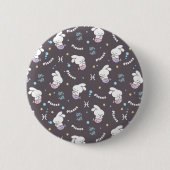 Pisces Zodiac Harmony: Bunny Mermaids Muster Button (Vorderseite)