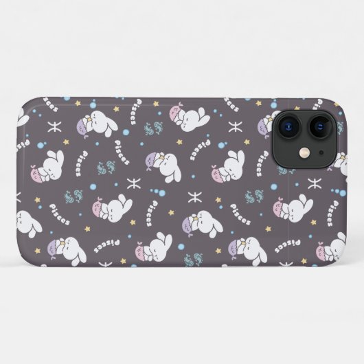 Pisces Zodiac Harmony: Bunny Mermaids Muster Case-Mate iPhone Hülle (Rückseite (Horizontal))
