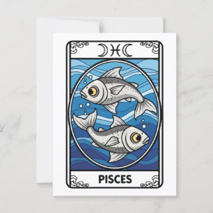 Pisces Zodiac Illustration Tarot Style Postkarte