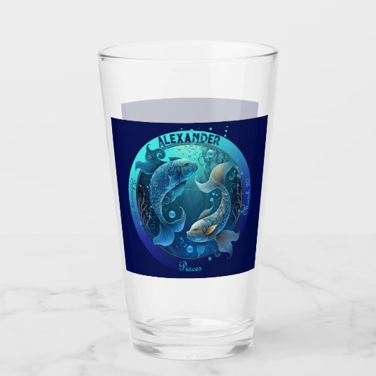 Pisces Zodiac individuell anpassbares Bier Glas (Vorderseite)