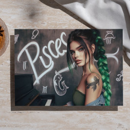 Pisces Zodiac Musician Piano Decoupage Seidenpapier