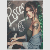 Pisces Zodiac Musician Piano Decoupage Seidenpapier