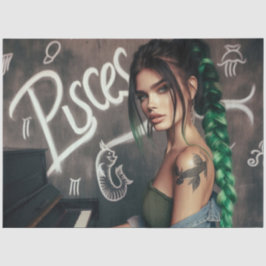Pisces Zodiac Musician Piano Decoupage Seidenpapier