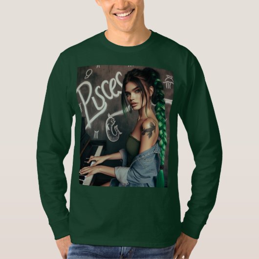 Pisces Zodiac Musician Piano T-Shirt (Vorderseite)