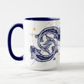 Pisces Zodiac Navy Blue & Gold Birth Tasse (Links)