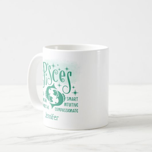 Pisces Zodiac Personalisierte Merkmale Horoskop Kaffeetasse (Vorderseite Links)