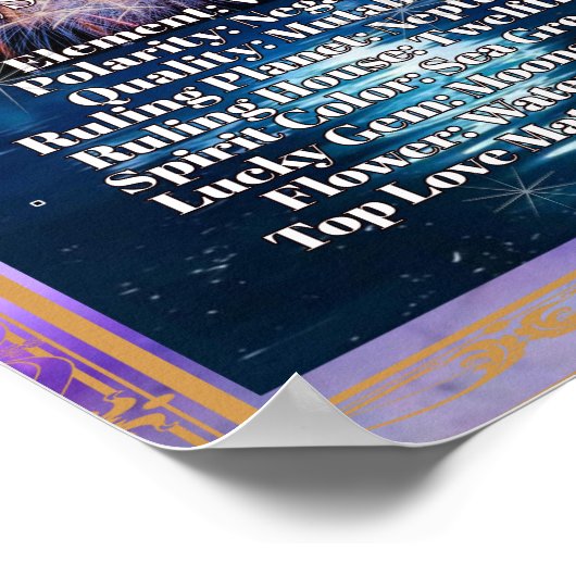 Pisces Zodiac Poster Astrologie Fakten (Ecke)