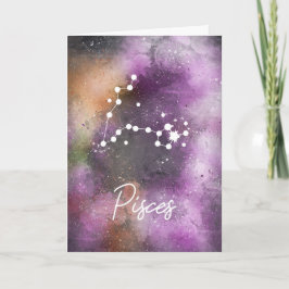 Pisces Zodiac Purple Galaxy Karte