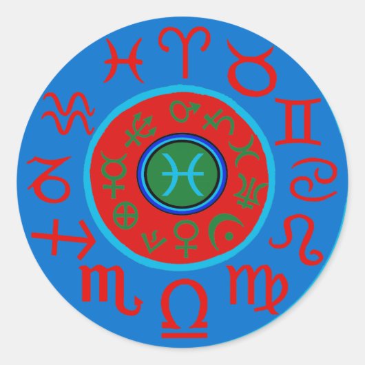 Pisces Zodiac Runder Aufkleber (Vorderseite)