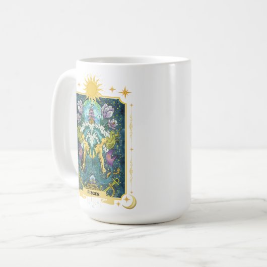 Pisces Zodiac Sign 15 oz Kaffeetasse (Vorderseite Links)