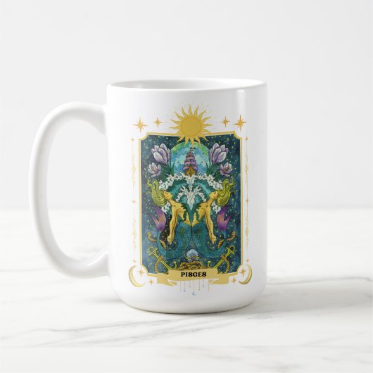 Pisces Zodiac Sign 15 oz Kaffeetasse (Links)