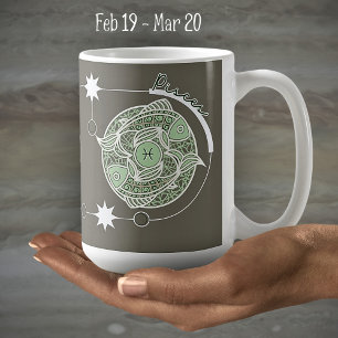 Pisces Zodiac Sign Astrologie Mandala Green Gray Kaffeetasse