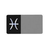 Pisces Zodiac Sign auf Black Snake Skin Decke Adressaufkleber (Vorne)