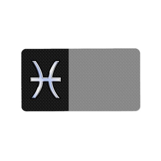 Pisces Zodiac Sign auf Black Snake Skin Decke Adressaufkleber (Vorne)