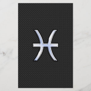 Pisces Zodiac Sign auf Black Snake Skin Decke Briefpapier