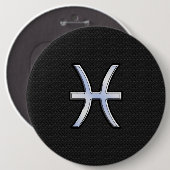 Pisces Zodiac Sign auf Black Snake Skin Decke Button (Vorne & Hinten)