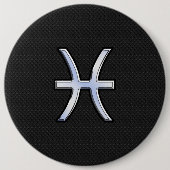 Pisces Zodiac Sign auf Black Snake Skin Decke Button (Vorderseite)
