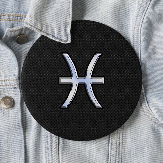 Pisces Zodiac Sign auf Black Snake Skin Decke Button (Beispiel)