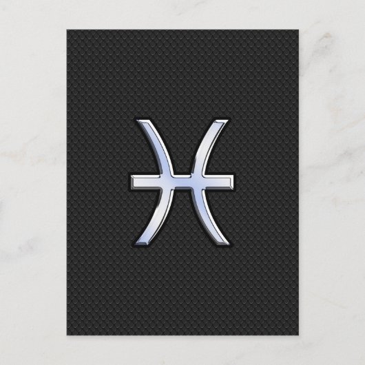 Pisces Zodiac Sign auf Black Snake Skin Decke Postkarte (Vorderseite)