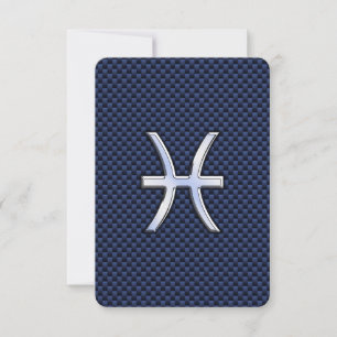 Pisces Zodiac Sign auf Blue Carbon Fibre Print