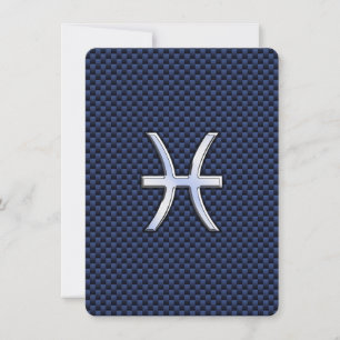 Pisces Zodiac Sign auf Blue Carbon Fibre Print